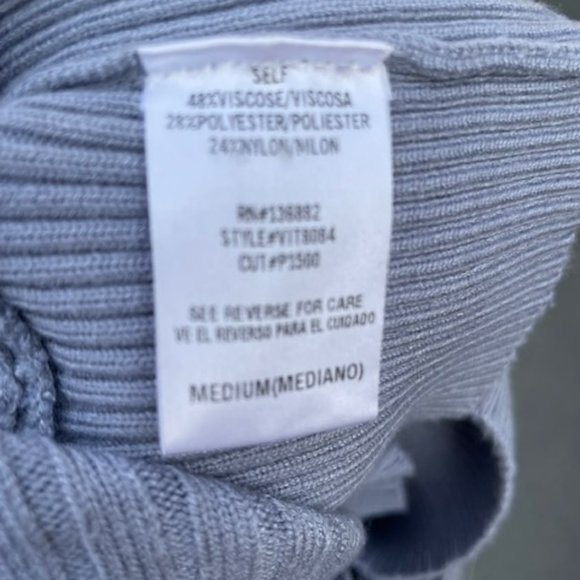 Windsor Faux Wrap Ribbed V Neck V Back Dolman Sleeve Sweater Grey Sz M - Picture 3 of 5